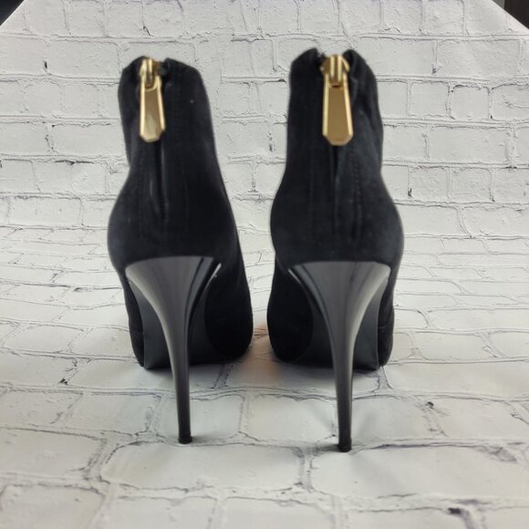 Guess Carlice Black Suede Ankle Heel Booties Size 7 - Picture 13 of 14